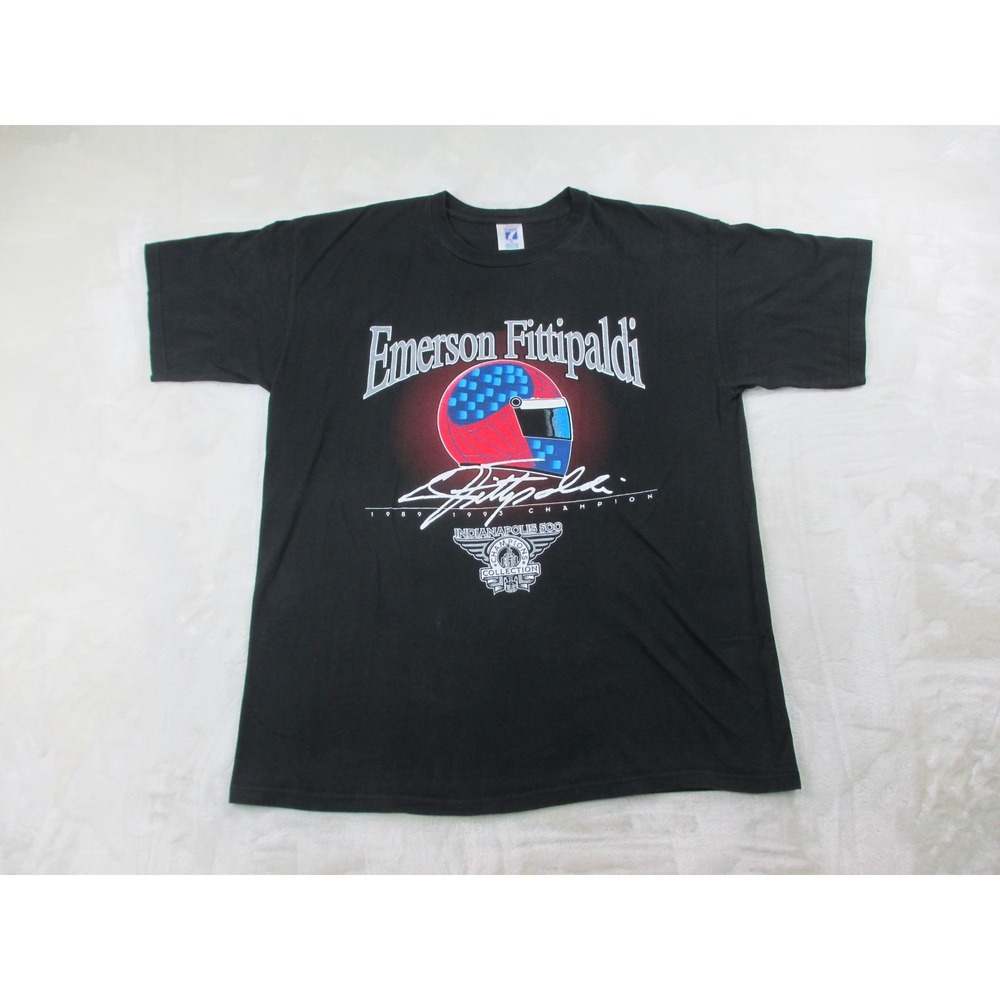 Vintage Emerson Fittipaldi Shirt Mens Extra Large Black Champion Racing 90s*